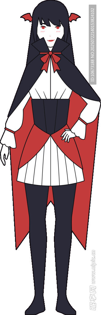 黑红服饰动漫少女形象