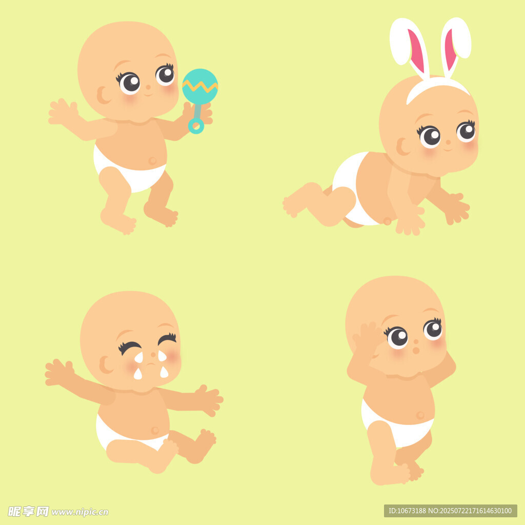 可爱萌趣婴儿动态插画