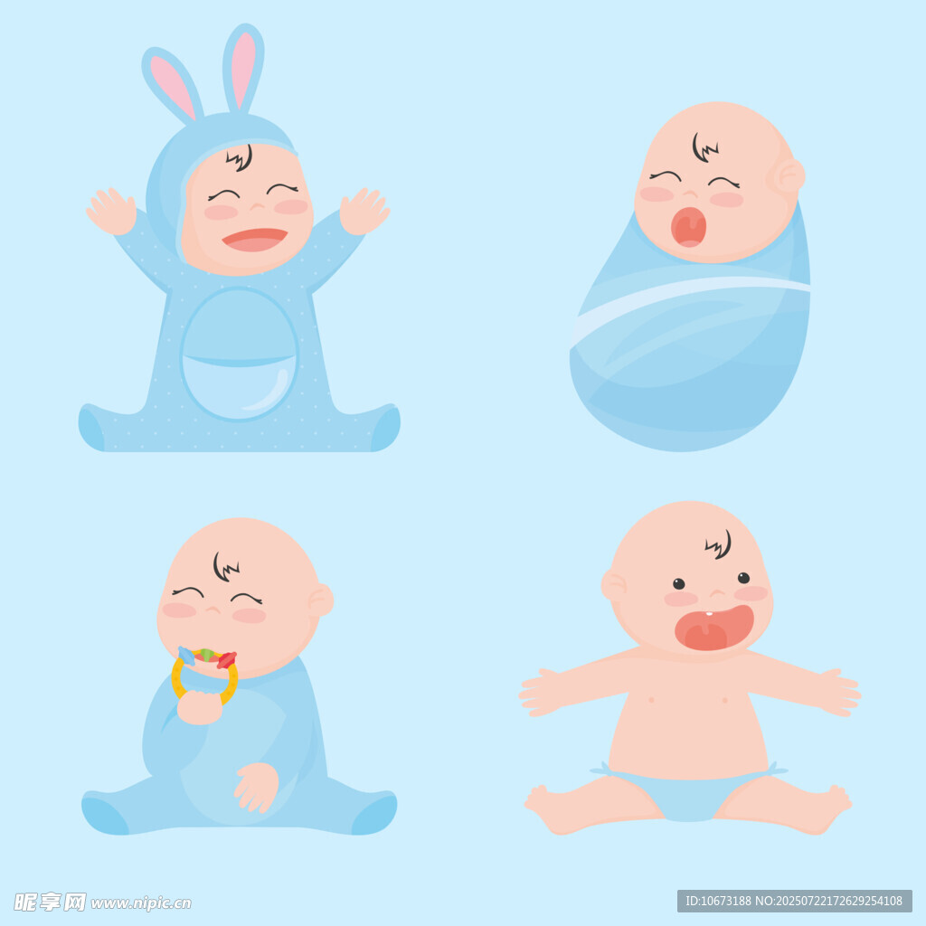 可爱萌趣婴儿与兔子造型