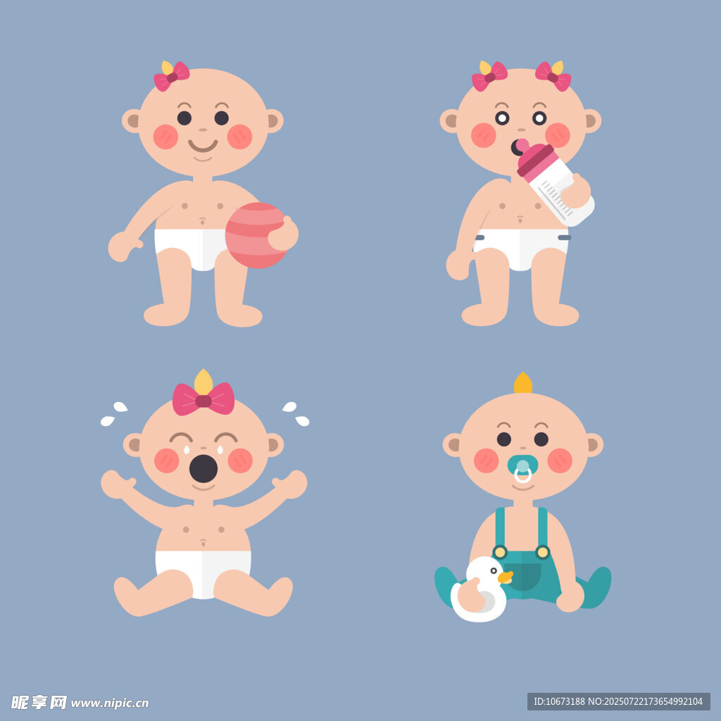 可爱萌趣的婴儿插画形象