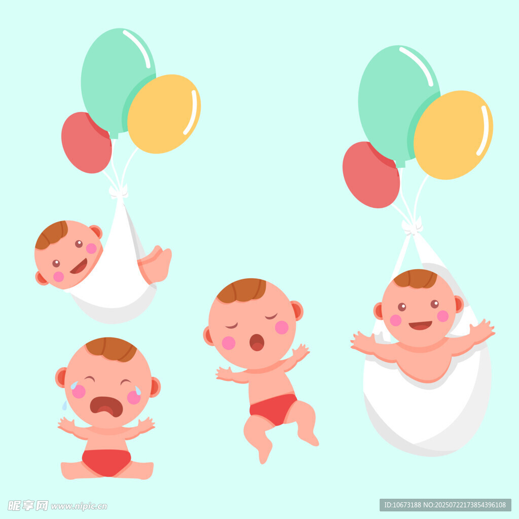 可爱萌趣婴儿插画形象