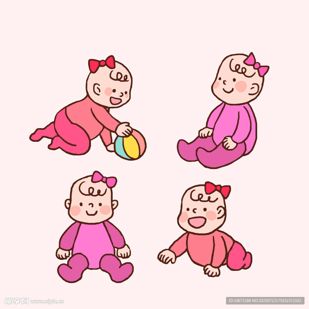 可爱萌趣婴儿插画形象