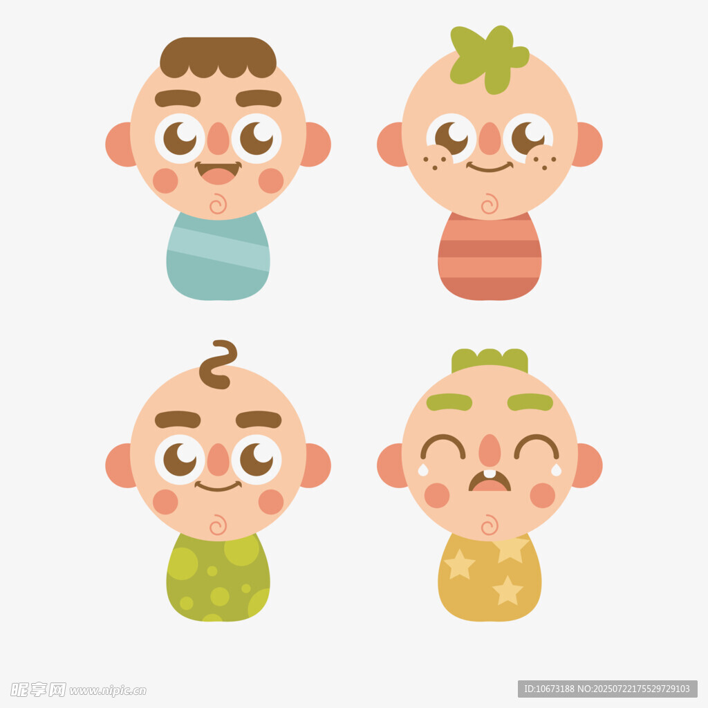 可爱卡通婴儿头像集合