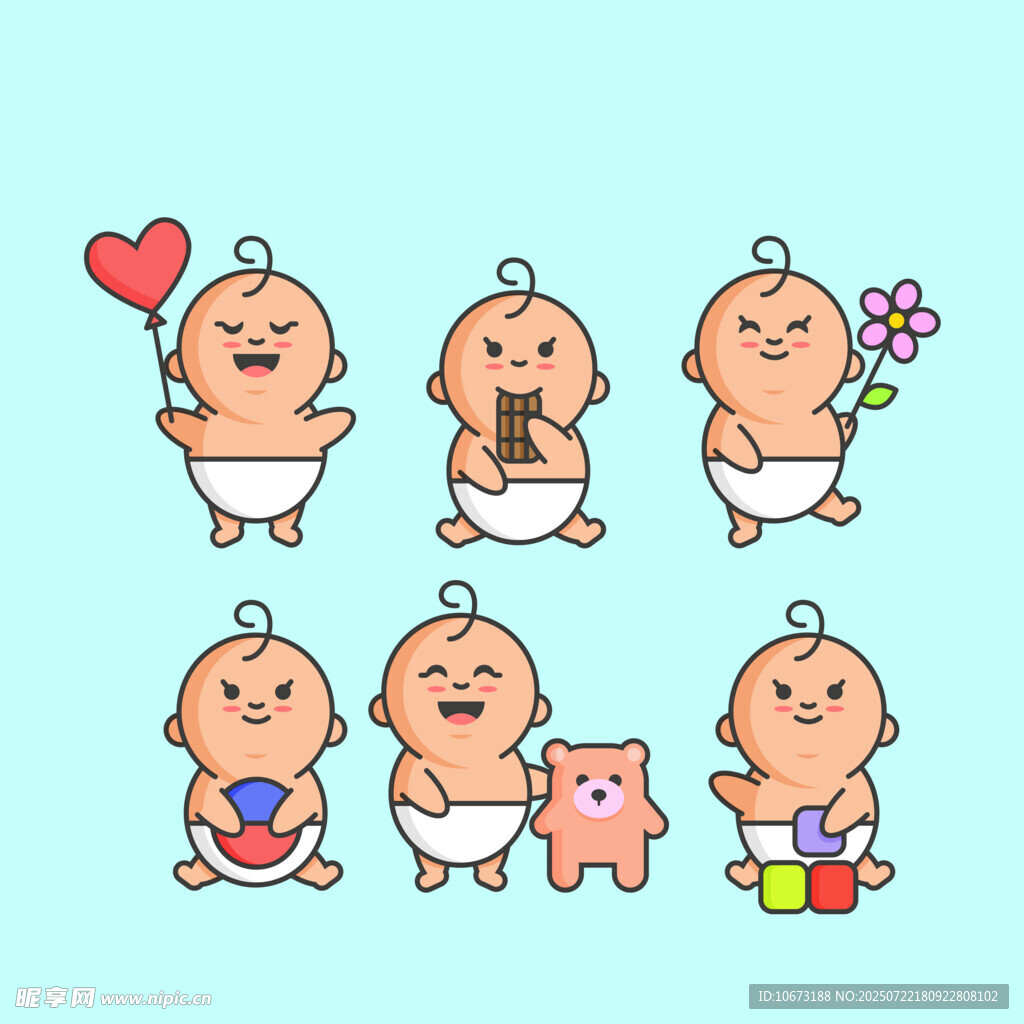 可爱萌趣婴儿卡通形象