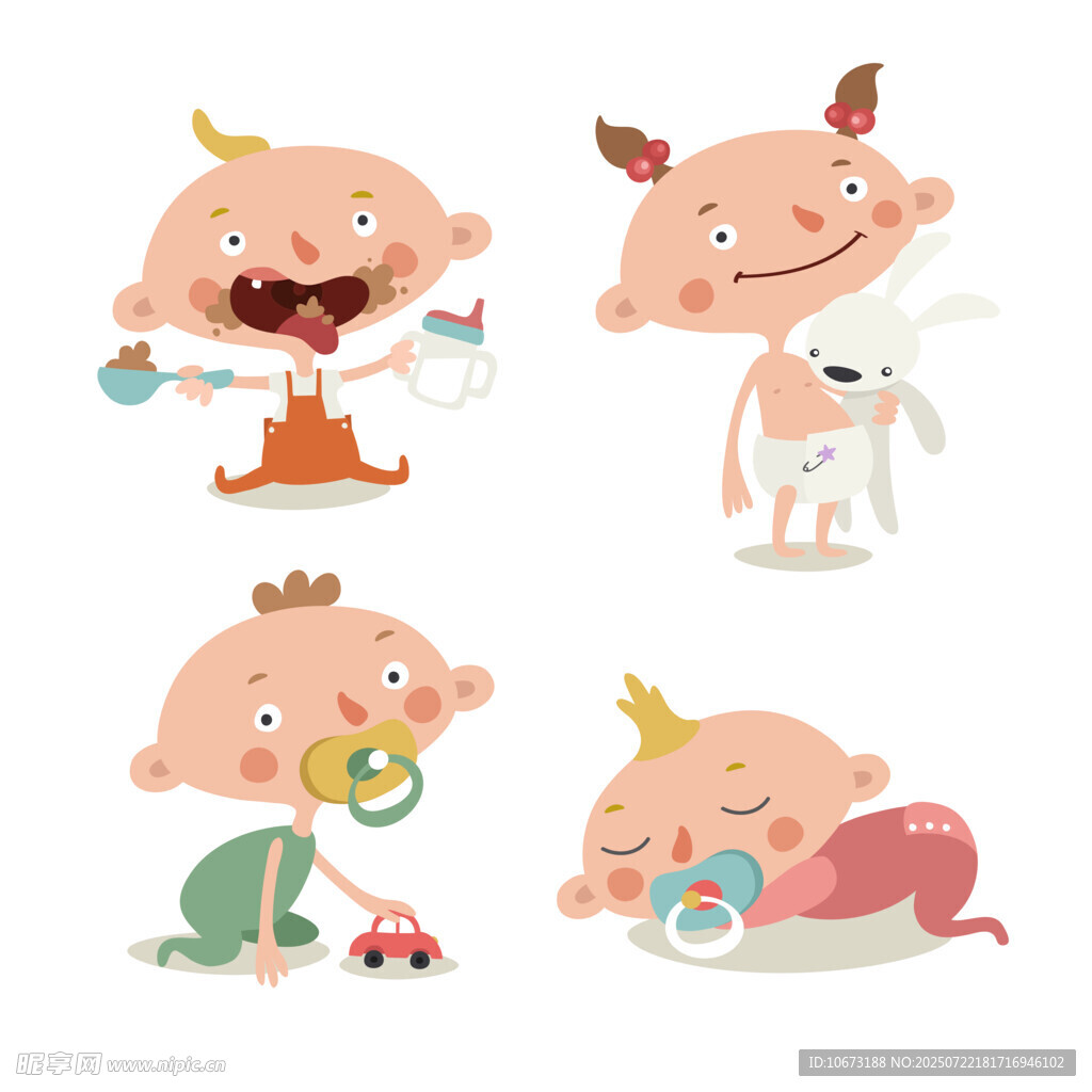 可爱萌趣小恶魔宝宝插画