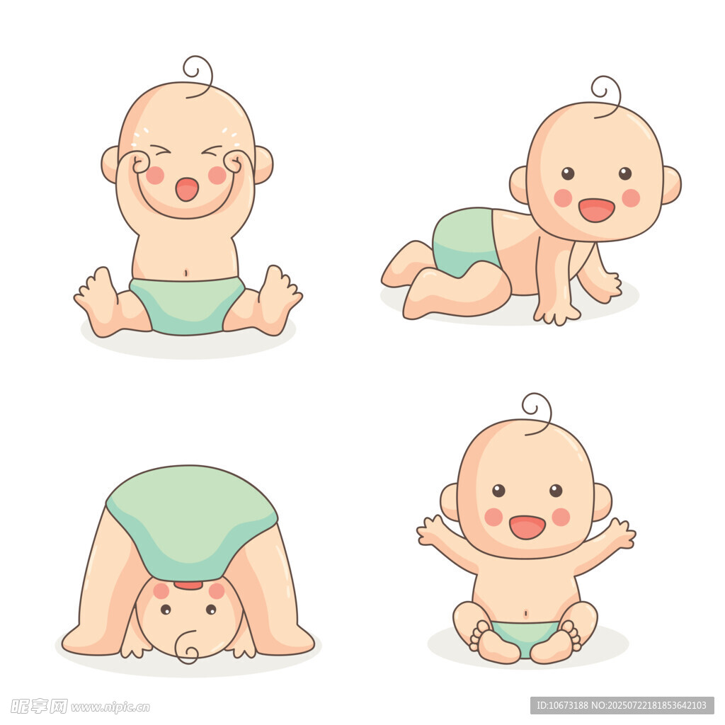 可爱婴儿的多样萌趣姿态