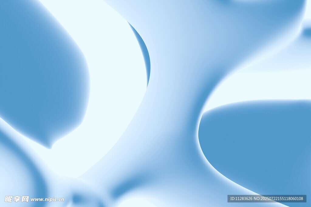 蓝色抽象流体形态画面
