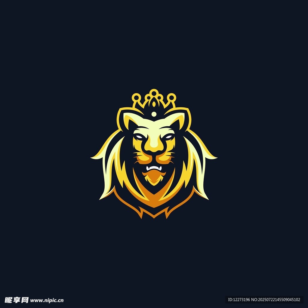 金色狮子皇冠标志设计