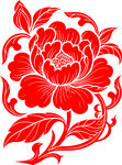 红色牡丹剪纸图案