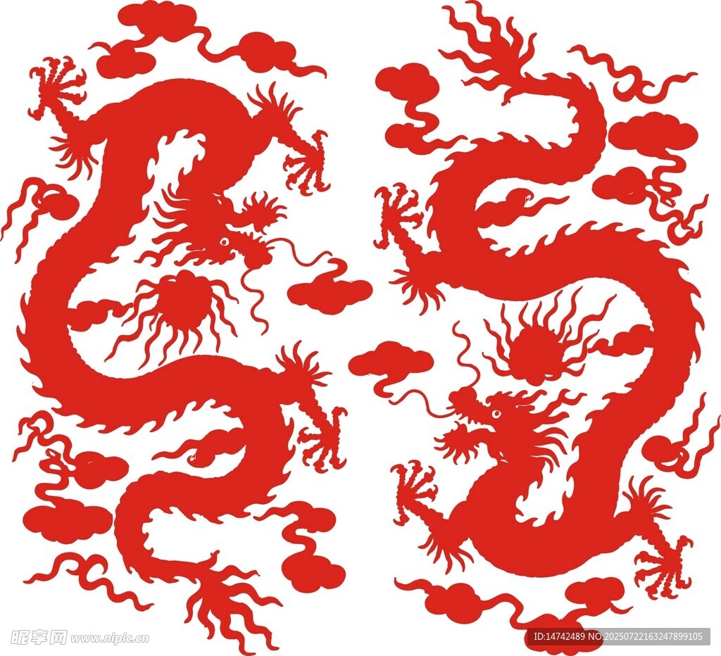 矢量龙纹剪影