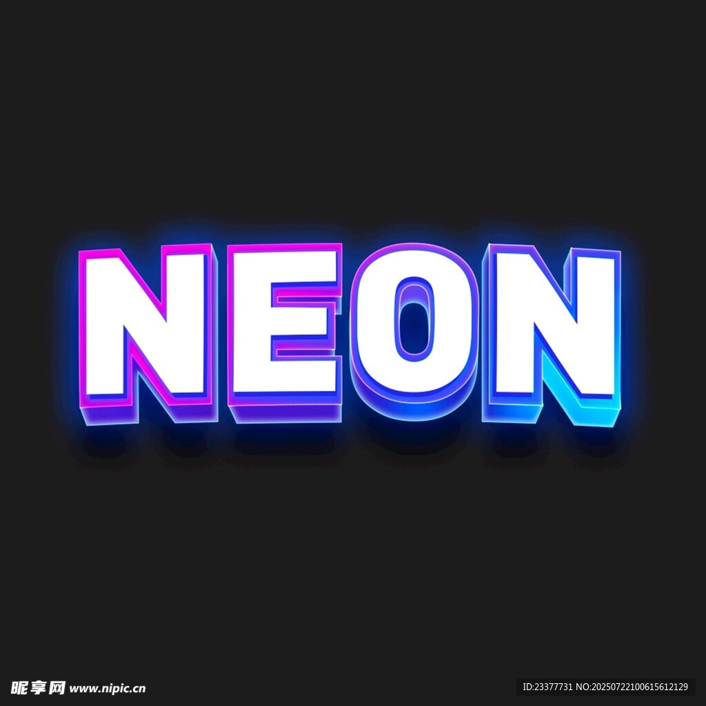 立体霓虹闪烁的NEON字样