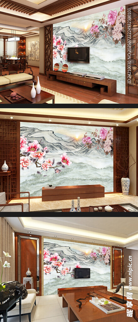 新中式背景墙