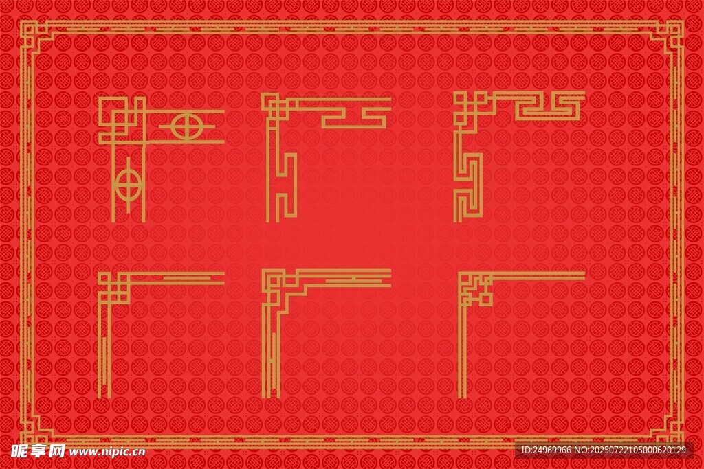 中式红色边框装饰图案