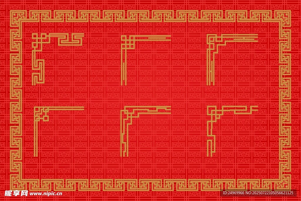 中式红色边框装饰图案