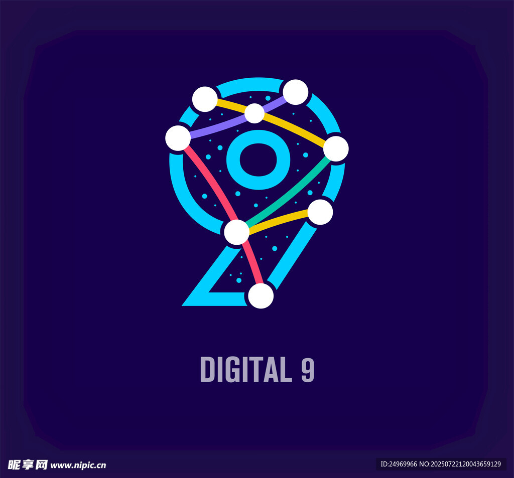 数字9的科技感抽象图形设计