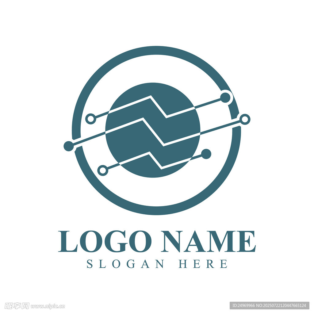 科技风圆形电路LOGO设计