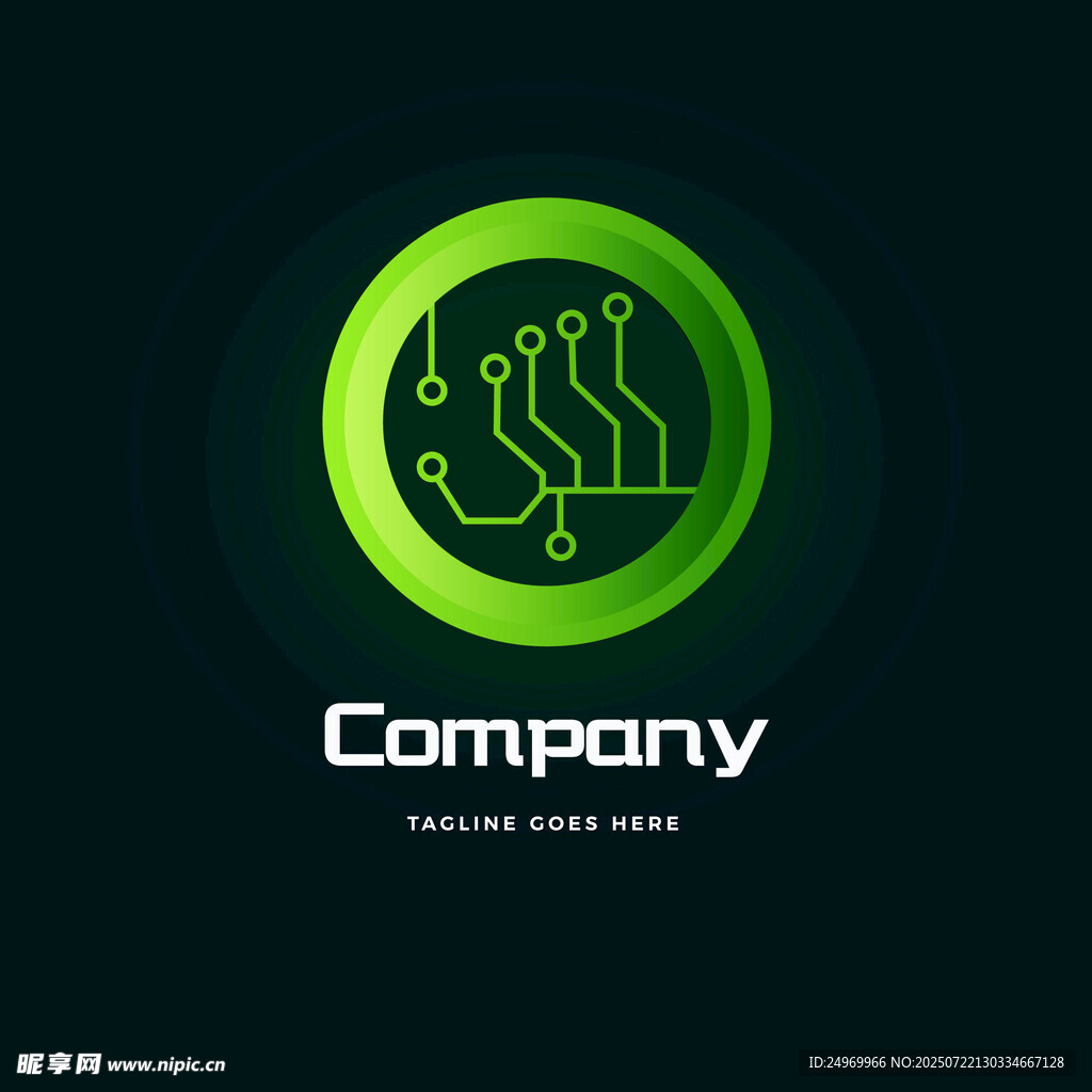 科技公司圆形绿色logo设计