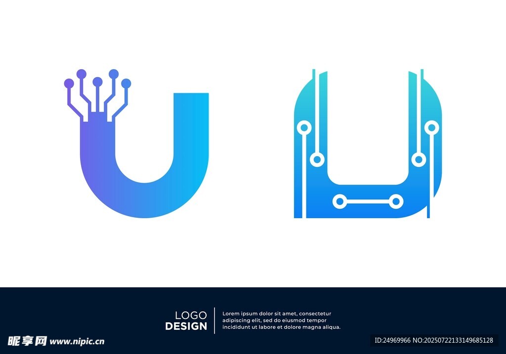科技感字母U图标设计