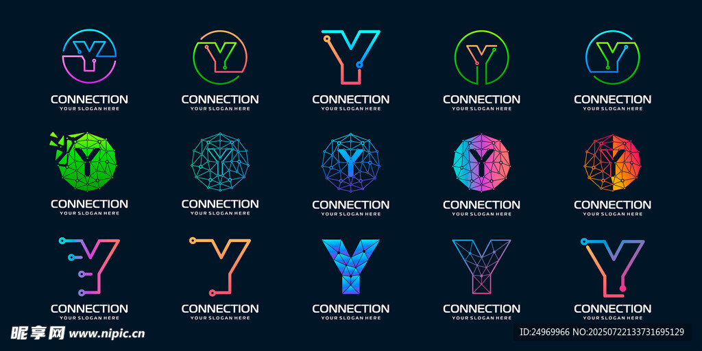 多彩Y字母创意图标设计