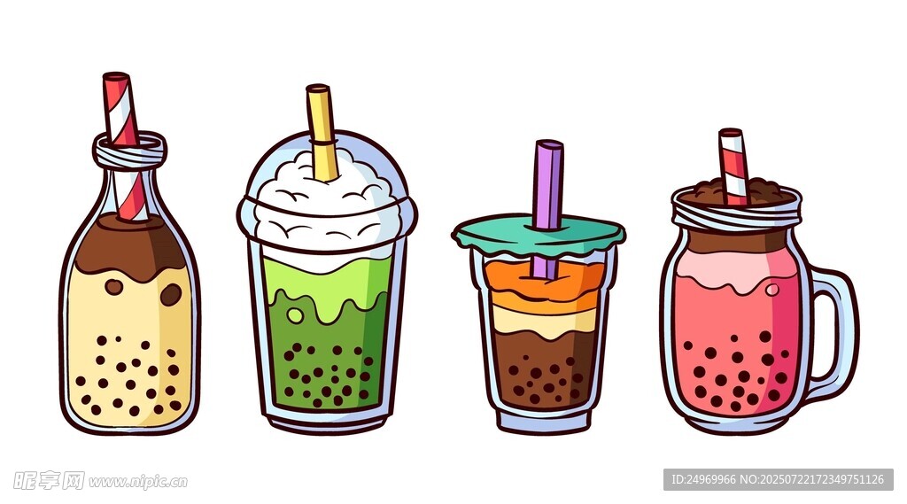 缤纷美味珍珠奶茶饮品