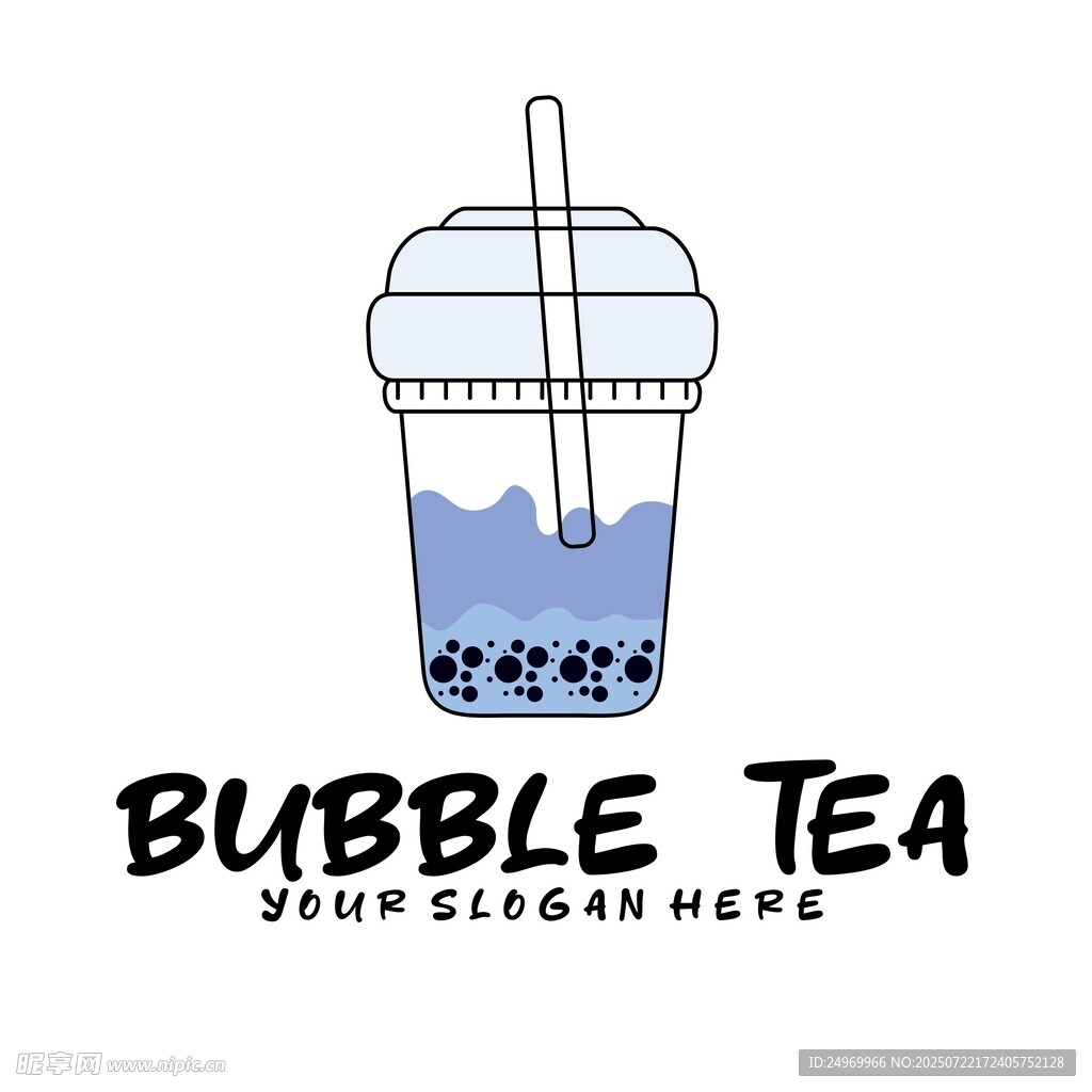 简约风珍珠奶茶标志设计