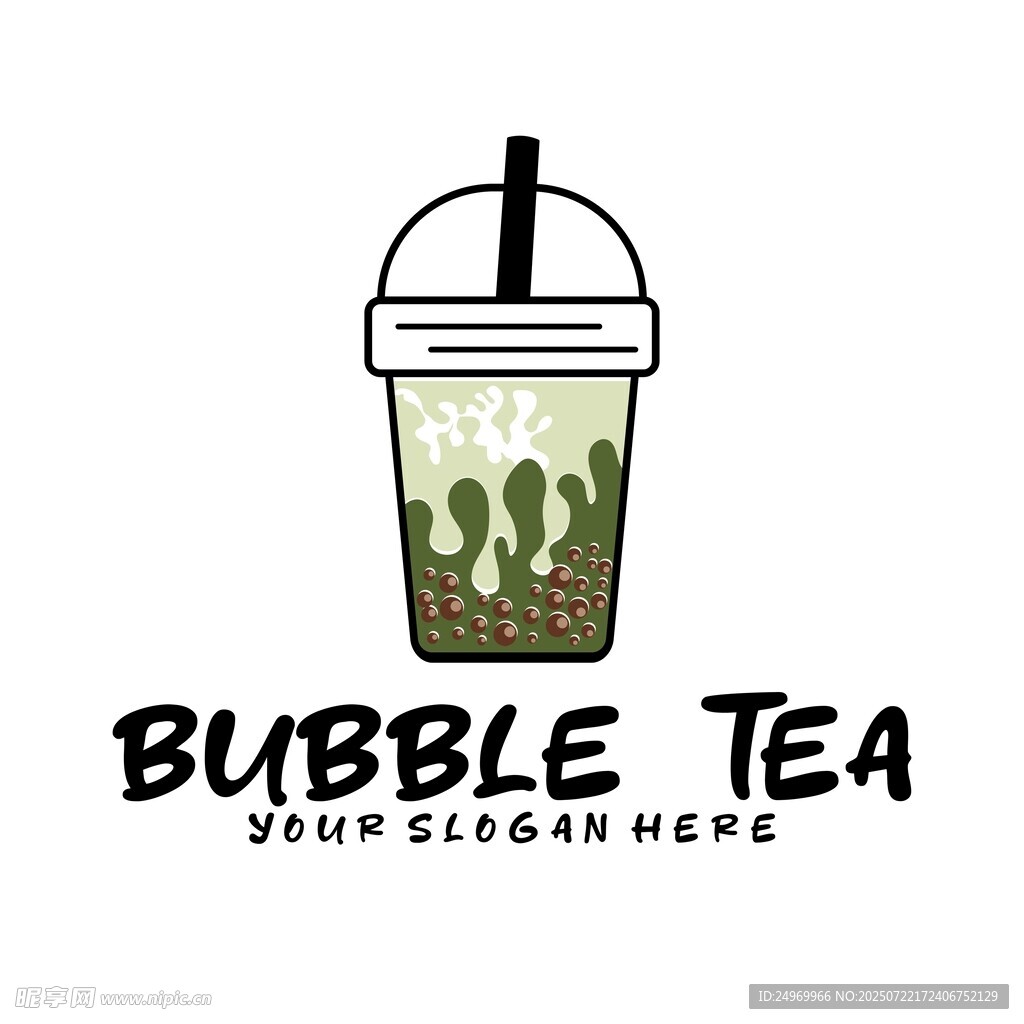 简约风珍珠奶茶标志设计