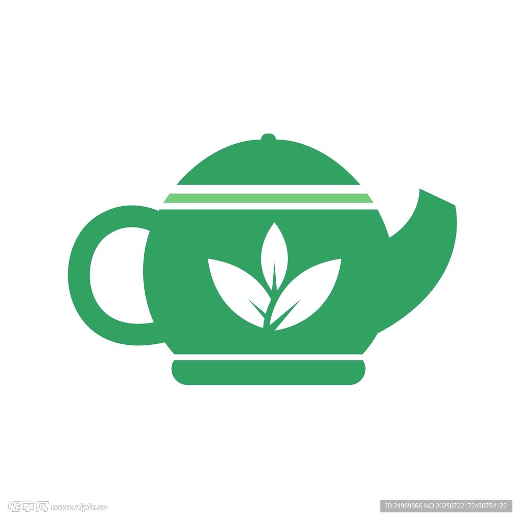 绿色茶壶茶叶图标