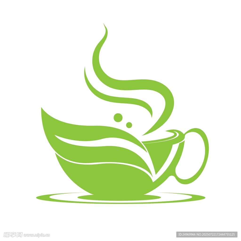 绿叶茶杯图标设计