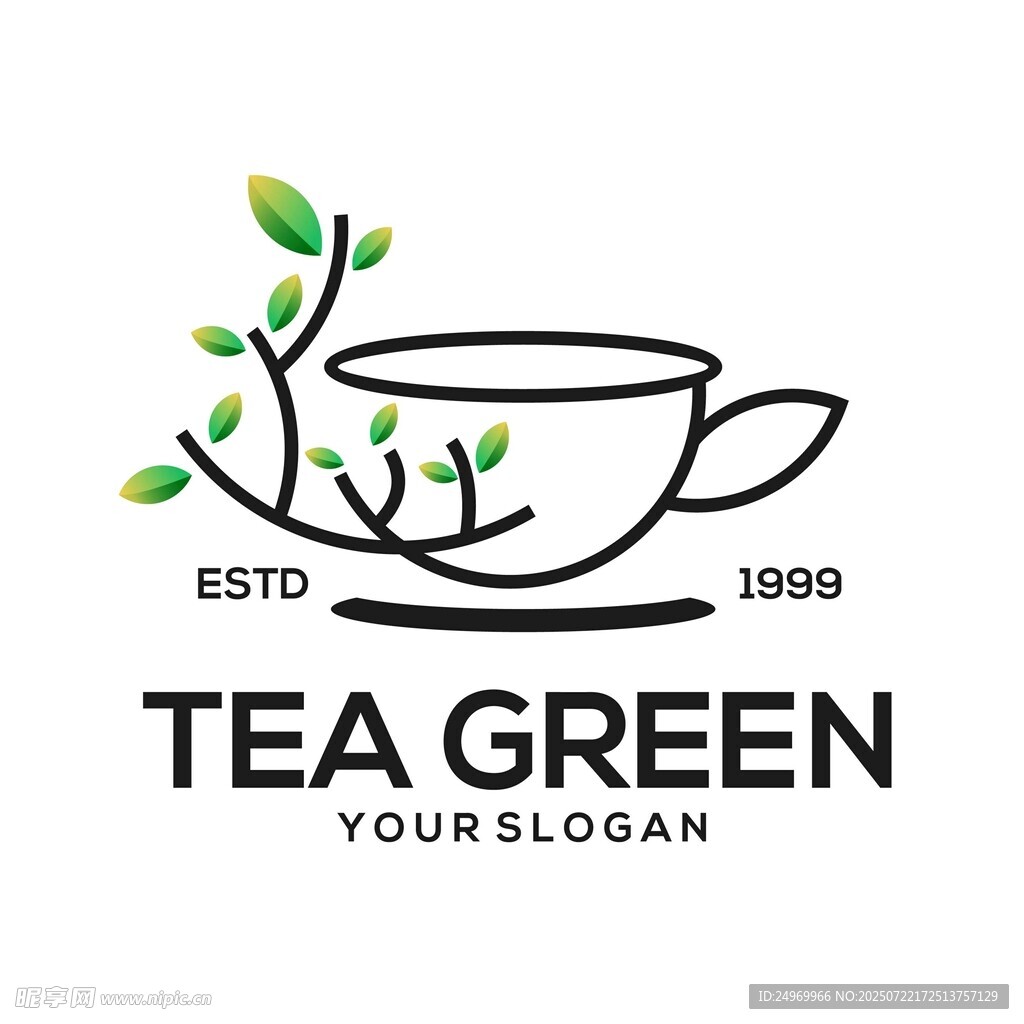 绿茶主题简约标志设计