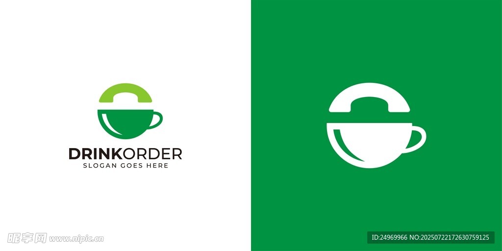 绿色咖啡杯标志设计