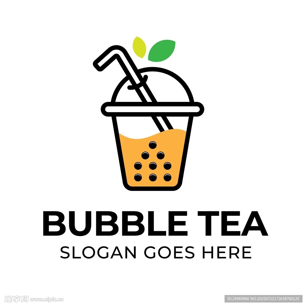 简约风珍珠奶茶标志设计