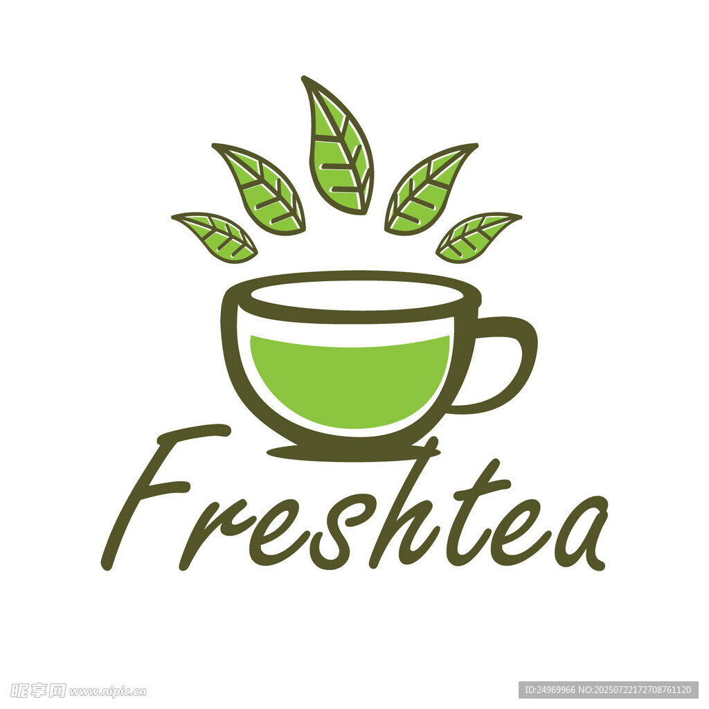 清新绿茶杯标志设计