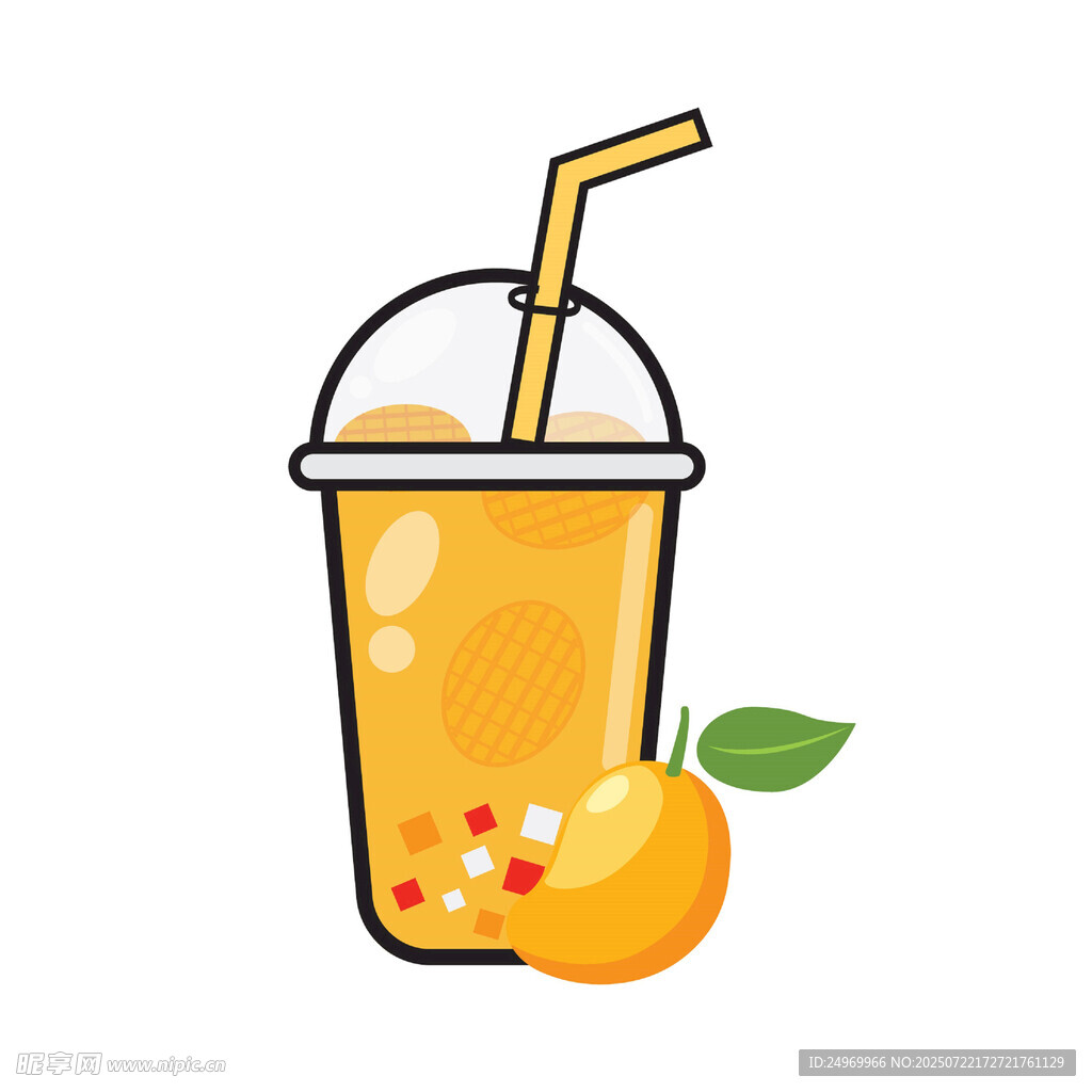卡通风格的橙汁饮品插画