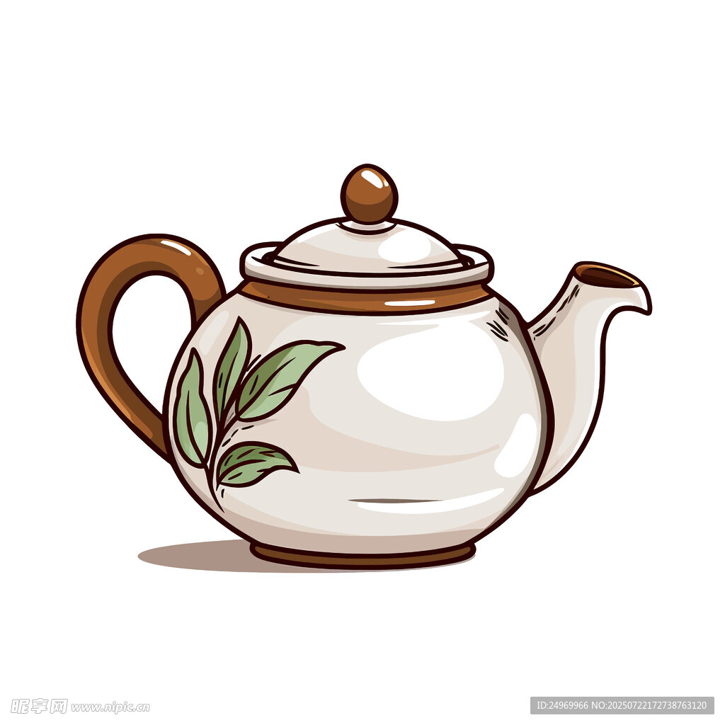 手绘中式茶壶插画