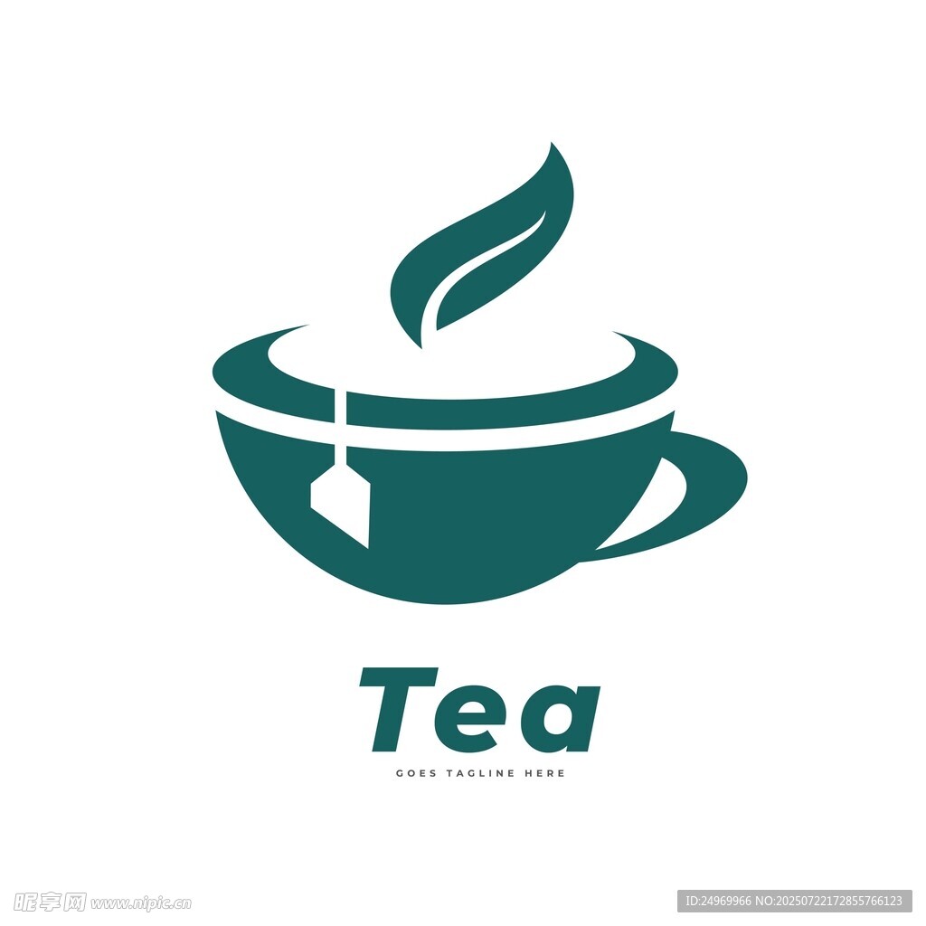简约茶杯茶叶标志设计