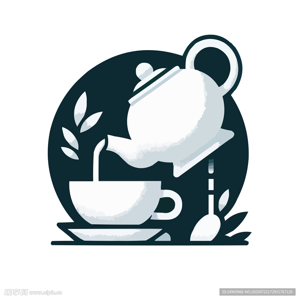 茶壶倒茶插画
