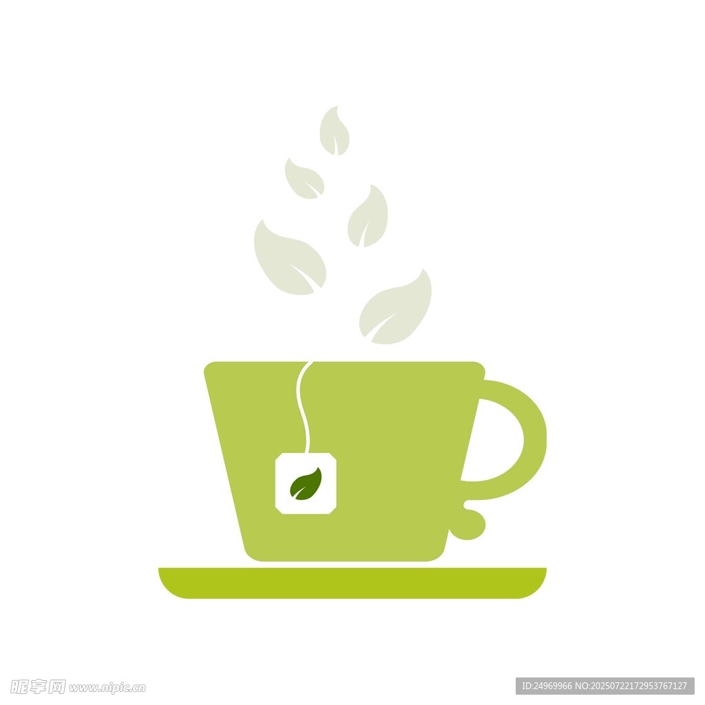 绿色茶杯中的清新袋泡茶