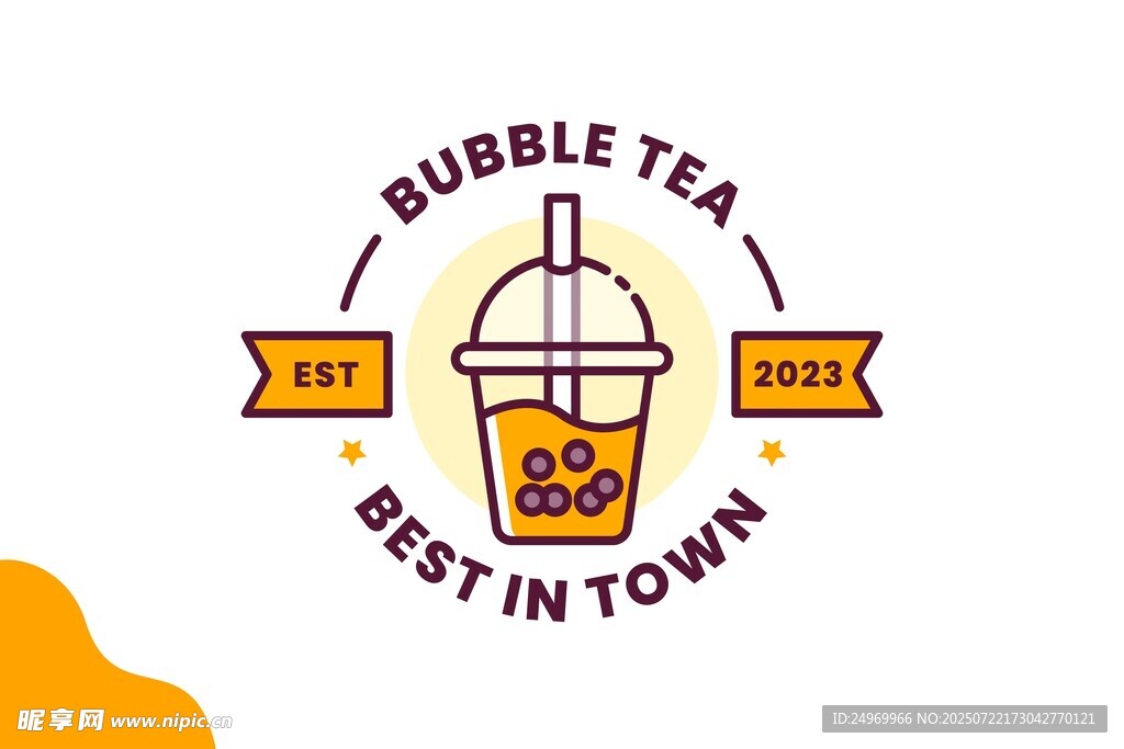 小镇最佳泡泡茶标志设计