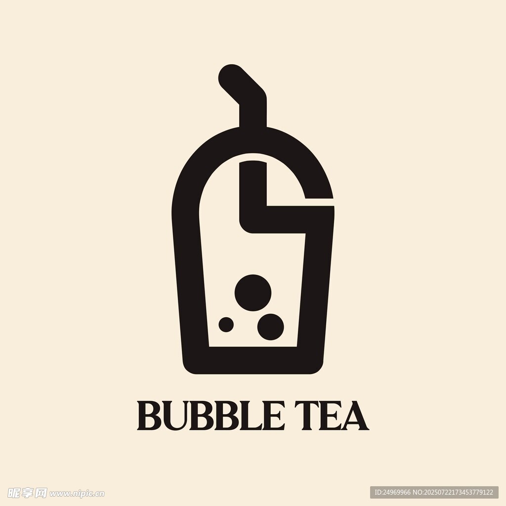 简约风珍珠奶茶图标设计