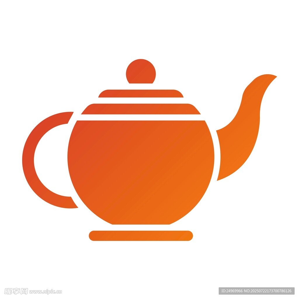 简约橙色茶壶图标