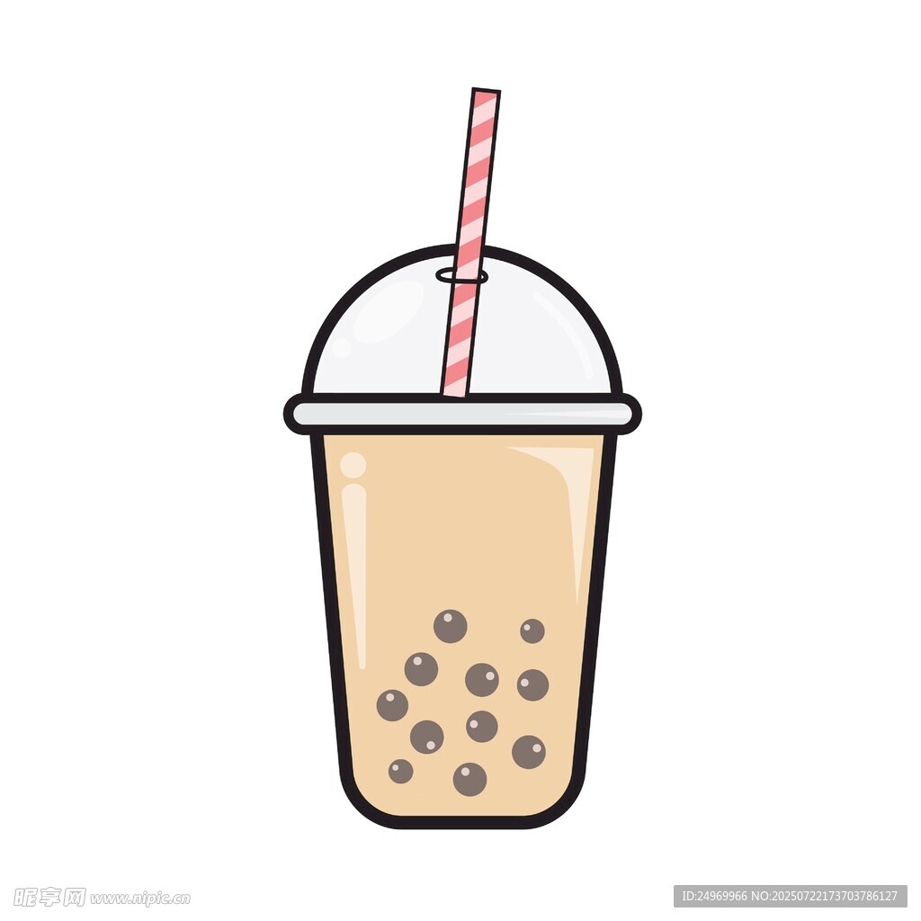 卡通珍珠奶茶插画