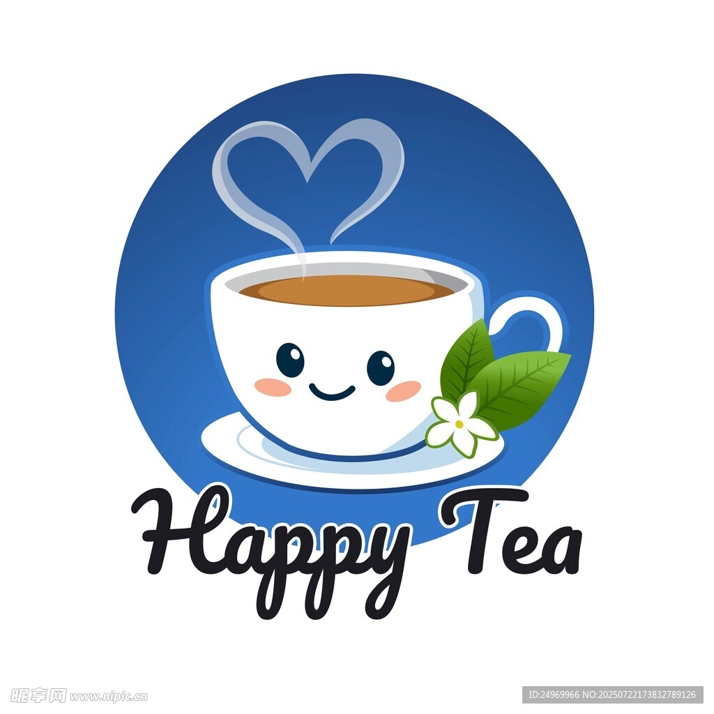 快乐茶杯茶饮标志