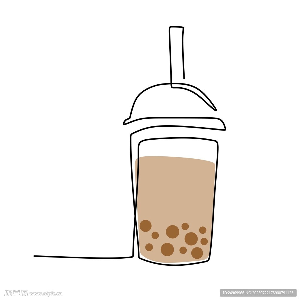 手绘珍珠奶茶插画