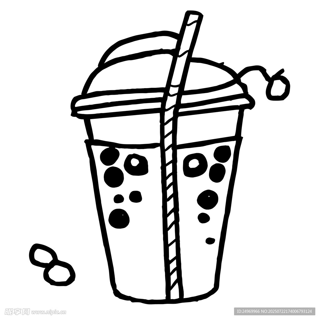 卡通风格珍珠奶茶插画