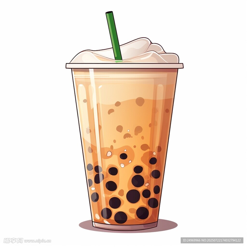 卡通珍珠奶茶插画