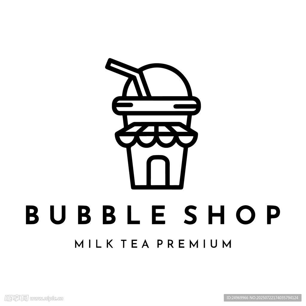 泡泡奶茶店标志设计