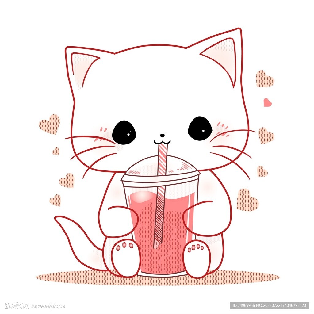 可爱小猫喝饮料