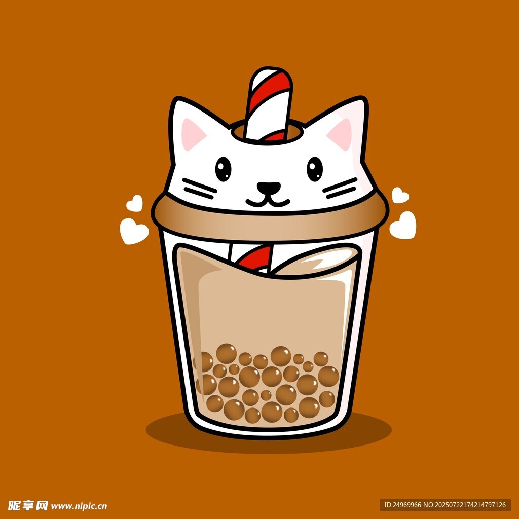 猫咪杯装零食插画