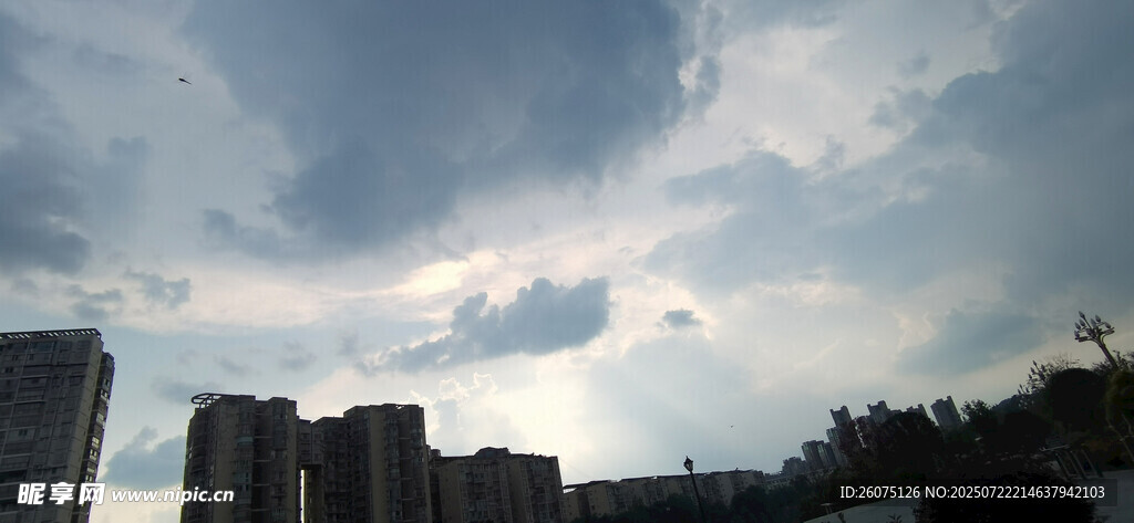 城市上空的多云景象