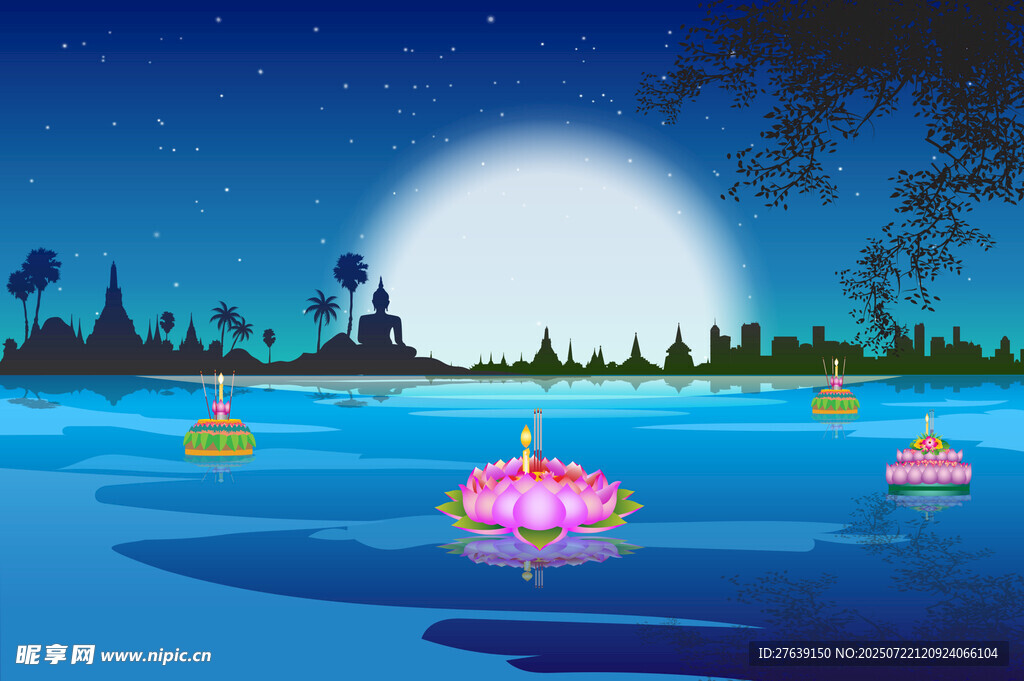 梦幻水上花灯插图